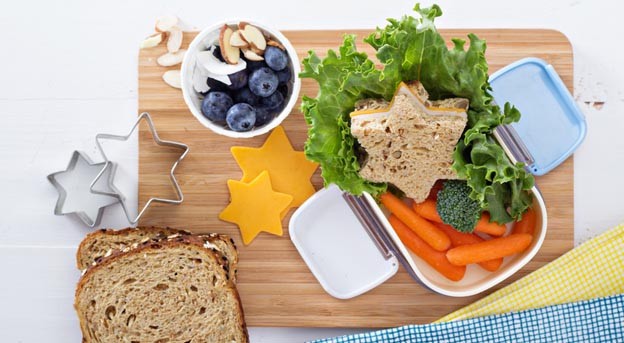 Lunch box with sandwich and salad